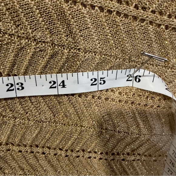 Metalic Gold Glitter formal evening holiday Batwing open knit sweater plus 4X - Picture 10 of 13